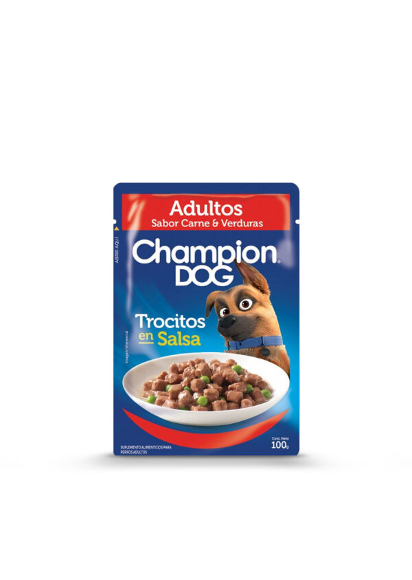 Champion Dog Caja Pouch Adulto Sabor Carne y Vegetales 100g.