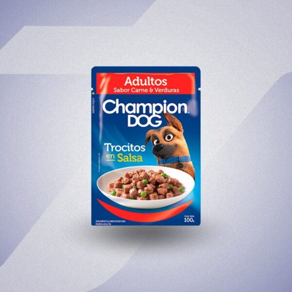 Champion Dog Caja Pouch Adulto Sabor Carne y Vegetales 100g
