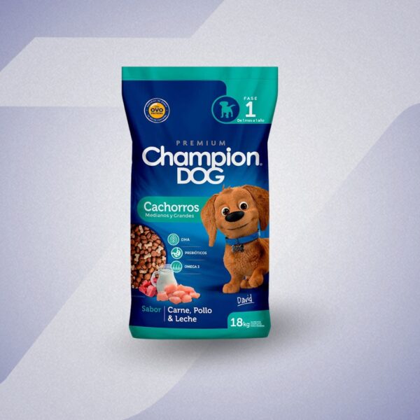 Champion Dog Cachorros Carne, Pollo y Leche 18kg