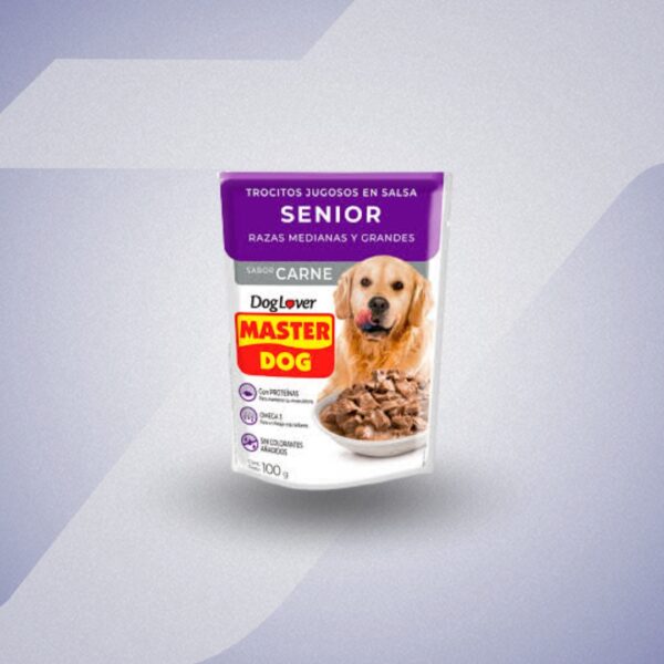 Master Dog Caja 20 Pouch Adulto Trocitos Jugosos Sabor Carne100g