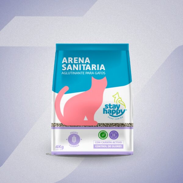 Stay Happy Arena Sanitaria Aglutinante Aroma Lavanda 4kg - Manga 4 Unidades